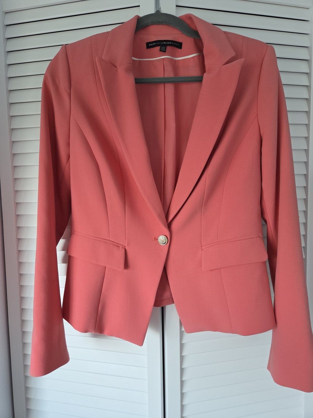 White House Black Market Coral Single Gold Button Blazer
